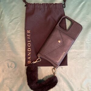 Bandolier IPhone 15 ProMax Black Phone Case with Wristlet and Storage Bag